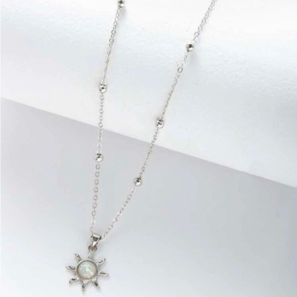 Silver Sun Pendant Chain Necklace - Picture 2 of 2
